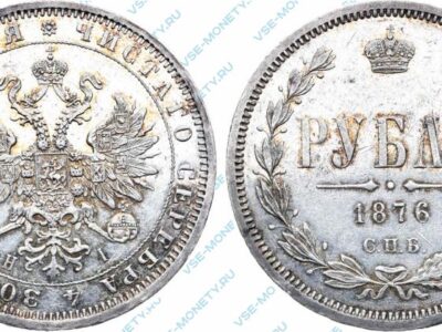 Серебряная монета 1 рубль 1876 года